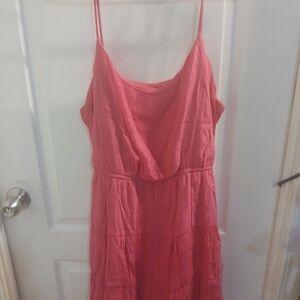 No Boundaries Bright Coral Slip Dress with Spaghetti Straps